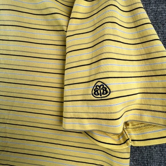 Brooks Brothers Country Club Prosport Men’s Yellow Striped Short Sleeve Polo L - Picture 8 of 11